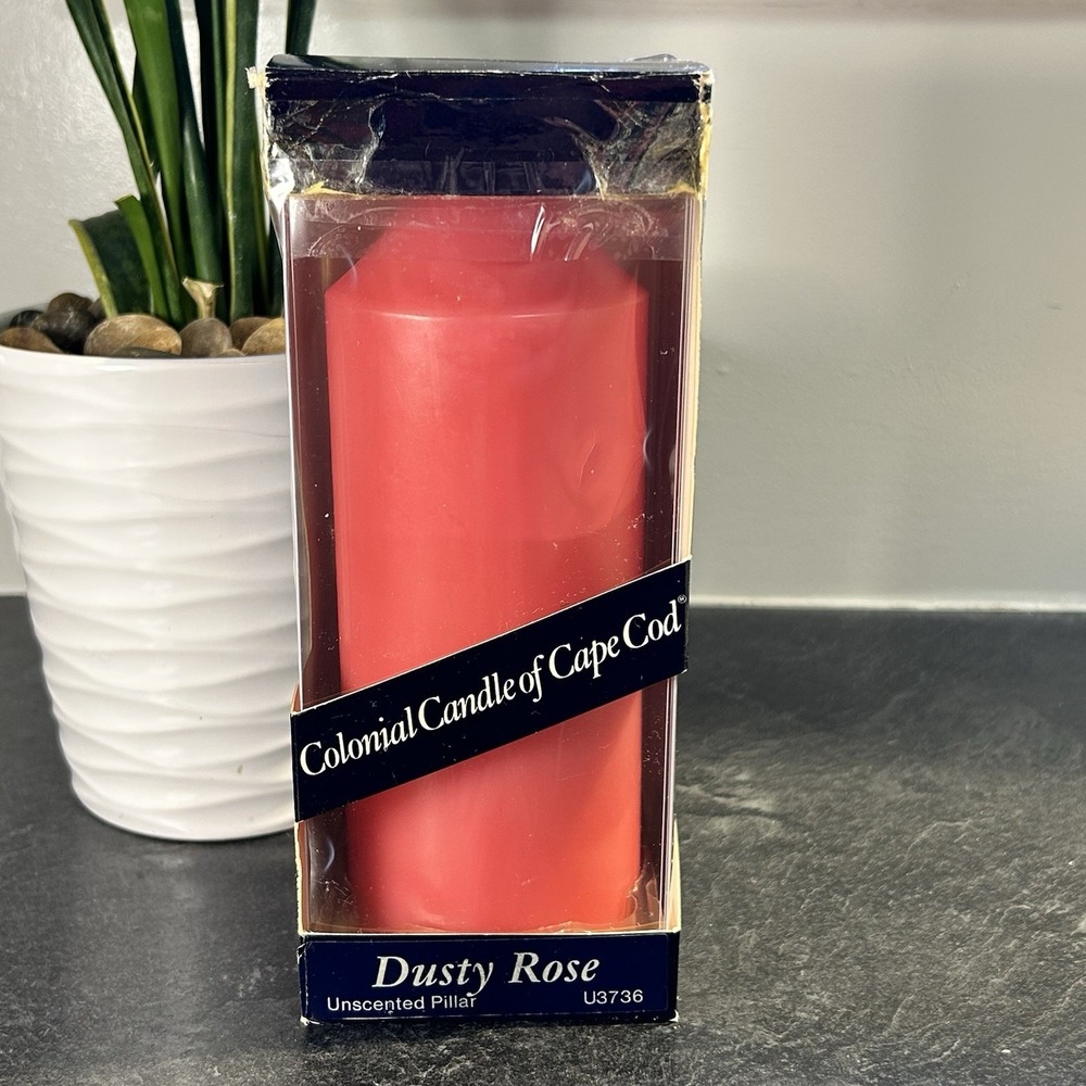 NEW Colonial Candle of Cape‎ Cod 7.5" Dusty Rose Pillar Candle USA Vintage